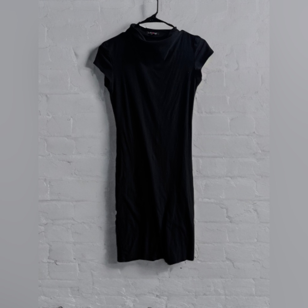 Elegant Black Sheath Mini Dress with Cowl Neck